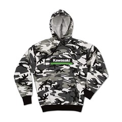 Kawasaki 3 Green Lines Snow Camo Hooded Sweatshirt